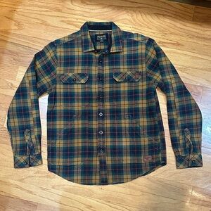 Billabong Men's Plaid Button Down Shirt - Blue and Tan